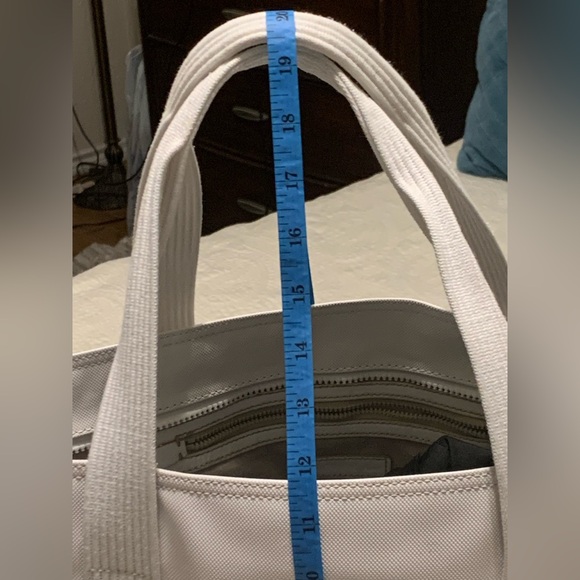 Lacoste OffWhite Large PreOwned Tote Bag inside clean outside blue light stains. - Picture 4 of 16
